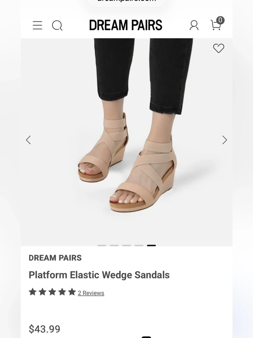 Dream Pairs Nude Elastic Strappy Platform Wedge Sandals